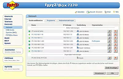 fritzbox geräteanzeige